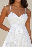 Simple White Spaghetti Straps A Line Mini Graduation Dress