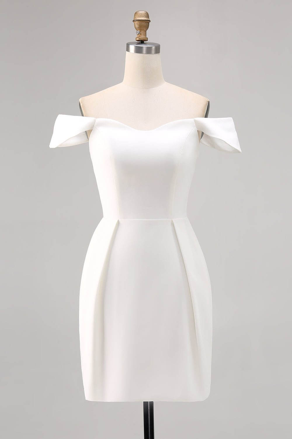 WEDTREND Women Off The Shoulder Graduation Dress Satin Ruched Bodycon White Short Grad Ceremony Dress WEDTREND Women Off The Shoulder Graduation Dress Satin Ruched Bodycon White Short Grad Ceremony Dress