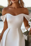 Off The Shoulder Satin Ruched Bodycon White Short Graduation Dress