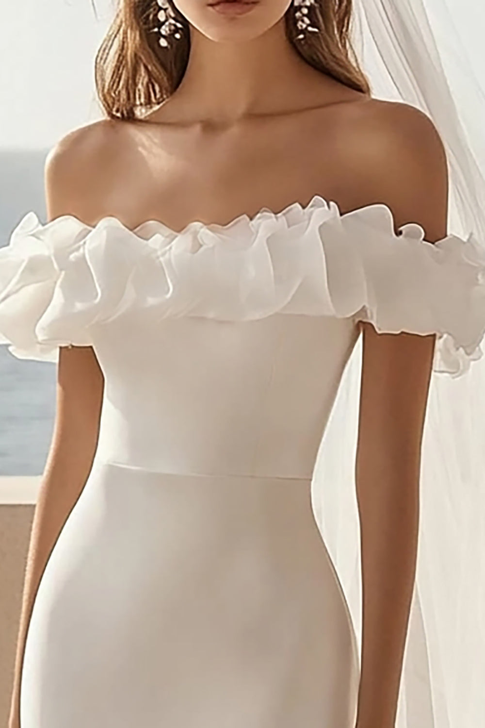 WEDTREND Women Off The Shoulder Graduation Dress With Slit Bodycon Satin Ruffled Bridal Dress WEDTREND Women Off The Shoulder Graduation Dress With Slit Bodycon Satin Ruffled Bridal Dress