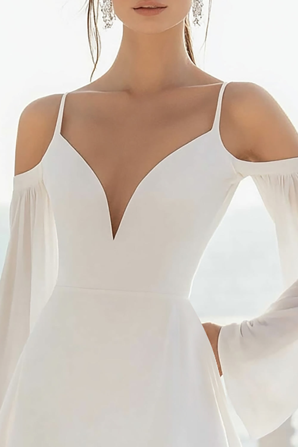 WEDTREND Women Simple White Graduation Dress Cold Shoulder Long Sleeves A Line Short Grad Ceremony Dress WEDTREND Women Simple White Graduation Dress Cold Shoulder Long Sleeves A Line Short Grad Ceremony Dress