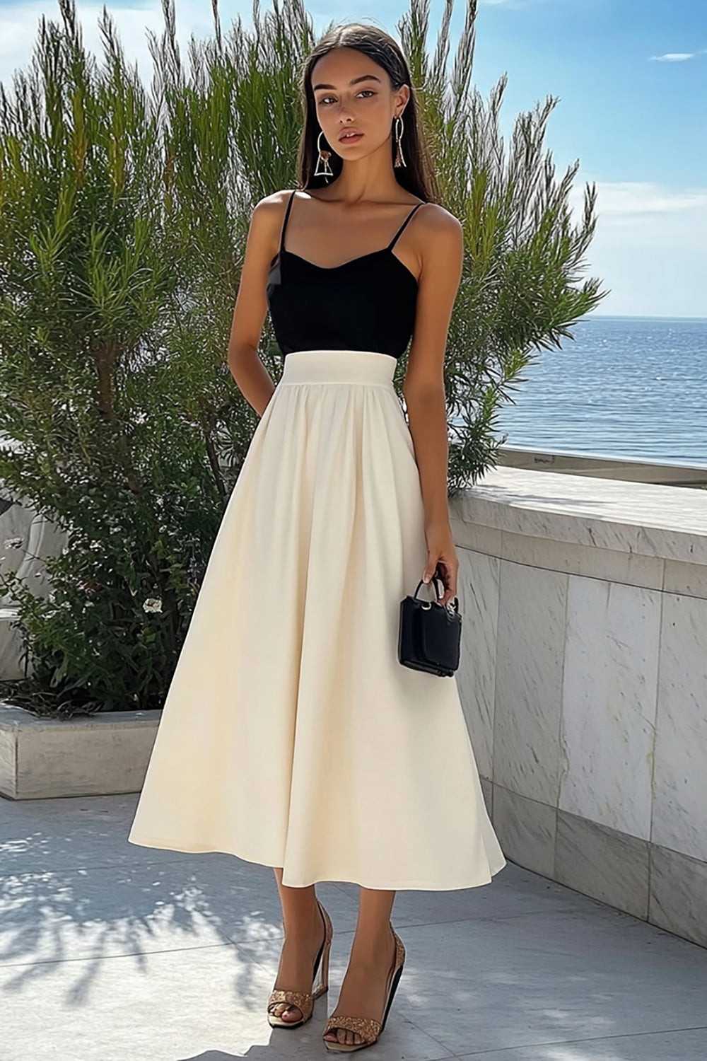 Wedtrend Women Ivory Simple Holiday Party Dress Spaghetti Straps A Line Midi Ceremony Dress, White / US12 Wedtrend Women Ivory Simple Holiday Party Dress Spaghetti Straps A Line Midi Ceremony Dress, White / US12