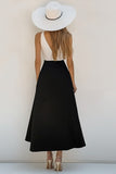 Simple A Line V Neck Black and White Long Holiday Party Dress