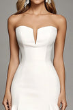 Ivory Strapless Mermaid Mini Graduation Dress With Ruffles