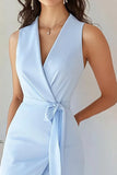 Sky Blue Bodycon V Neck Short Formal Dress