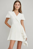 V Neck Ivory A Line Mini Cocktail Dress