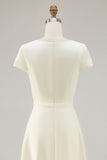 A Line Daffodil Bateau Neck Midi Work Dress with Short Sleeves