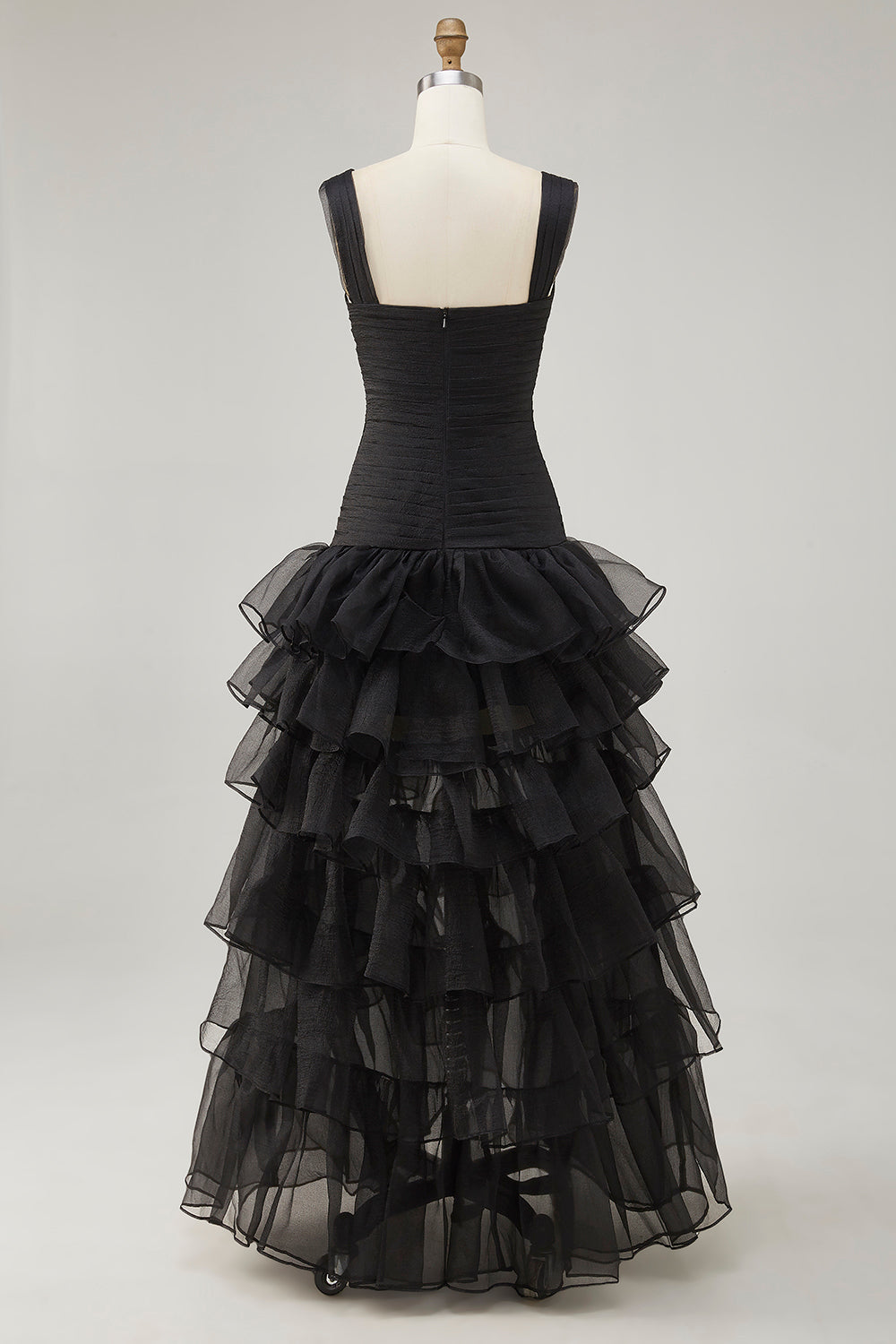 WEDTREND Women Tiered Formal Dress with Slit Ruffled A Line Long Black Tie Dress WEDTREND Women Tiered Formal Dress with Slit Ruffled A Line Long Black Tie Dress