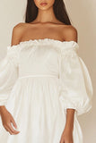 Off The Shoulder Ivory A Line Short Graduation Dress