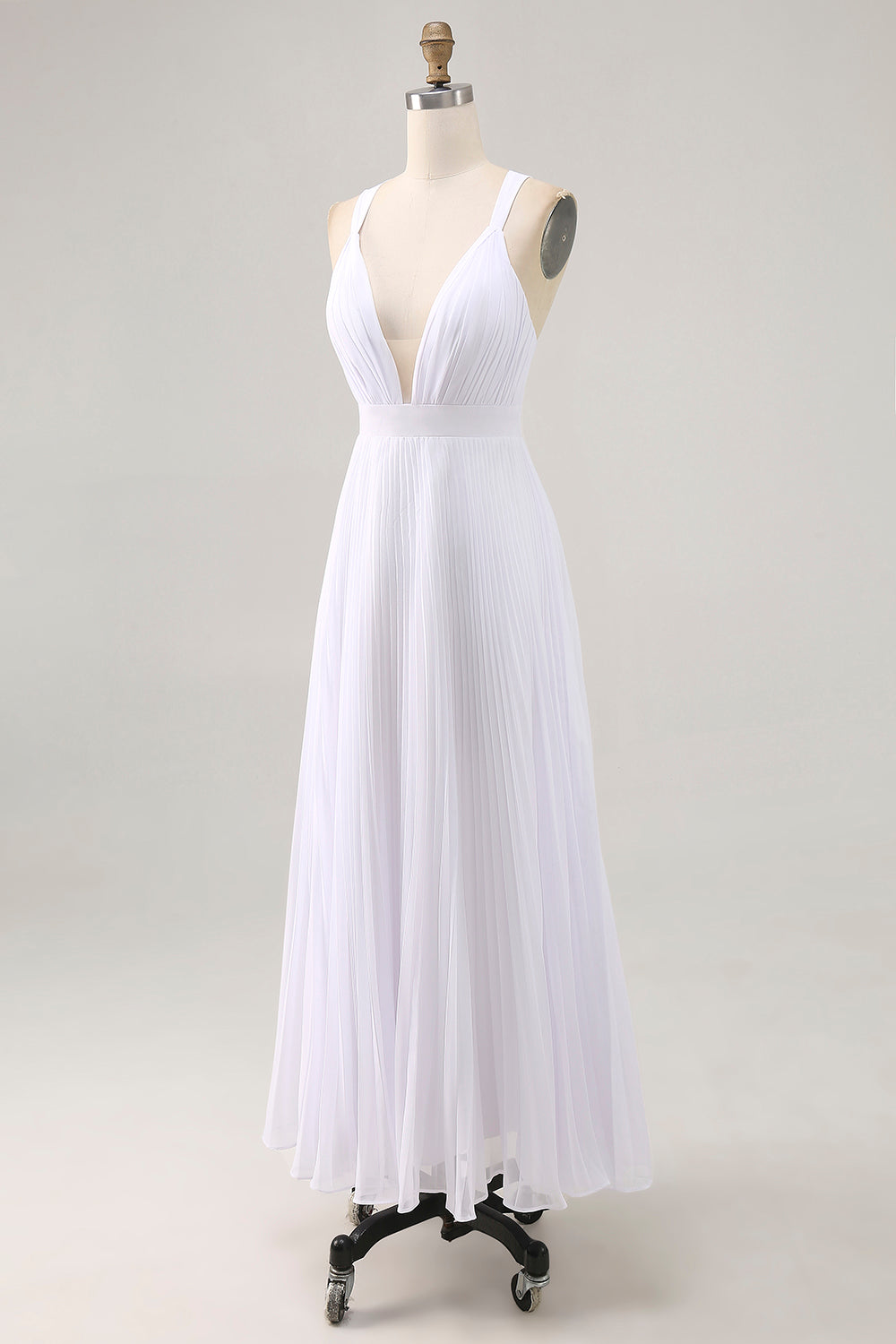 WEDTREND Women White Vacation Dress A-Line Graduation Dress Spaghetti Straps Pleated Chiffon Long Holiday Party Dress WEDTREND Women White Vacation Dress A-Line Graduation Dress Spaghetti Straps Pleated Chiffon Long Holiday Party Dress