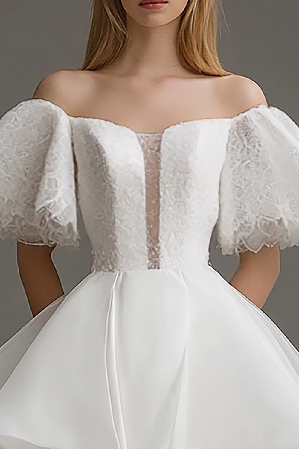 WEDTREND Women Off The Shoulder Graduation Dress Lace Short Sleeves A Line Little White Dress WEDTREND Women Off The Shoulder Graduation Dress Lace Short Sleeves A Line Little White Dress