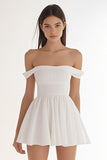 Ivory A Line Off The Shoulder Mini Graduation Dress