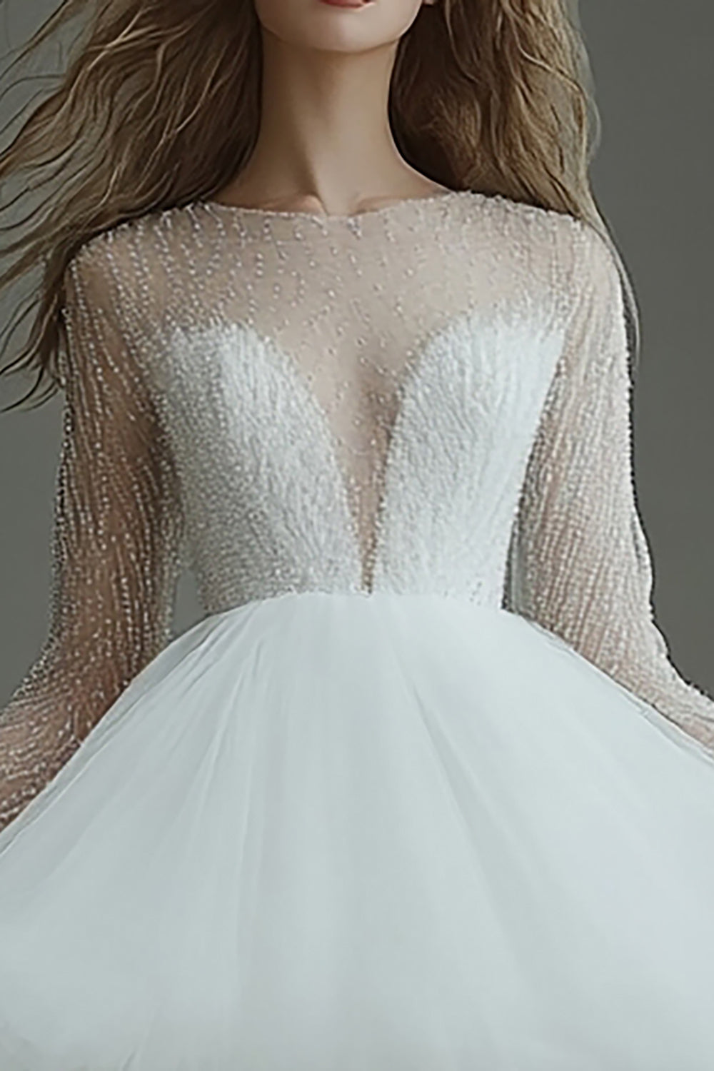 WEDTREND Women White Graduation Dress Long Sleeve A Line Tulle Short Grad Ceremony Dress WEDTREND Women White Graduation Dress Long Sleeve A Line Tulle Short Grad Ceremony Dress