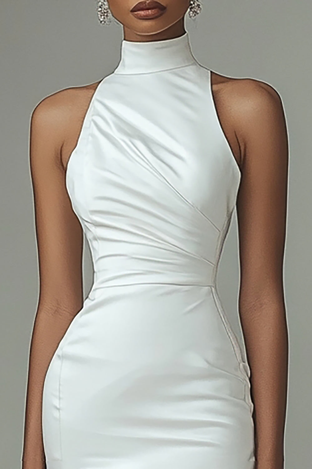 WEDTREND Women White Sheath Graduation Dress High Neck Asymmetrical Grad Ceremony Dress WEDTREND Women White Sheath Graduation Dress High Neck Asymmetrical Grad Ceremony Dress