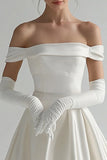 Off The Shoulder 3/4 Sleeves White A Line Mini Graduation Dress