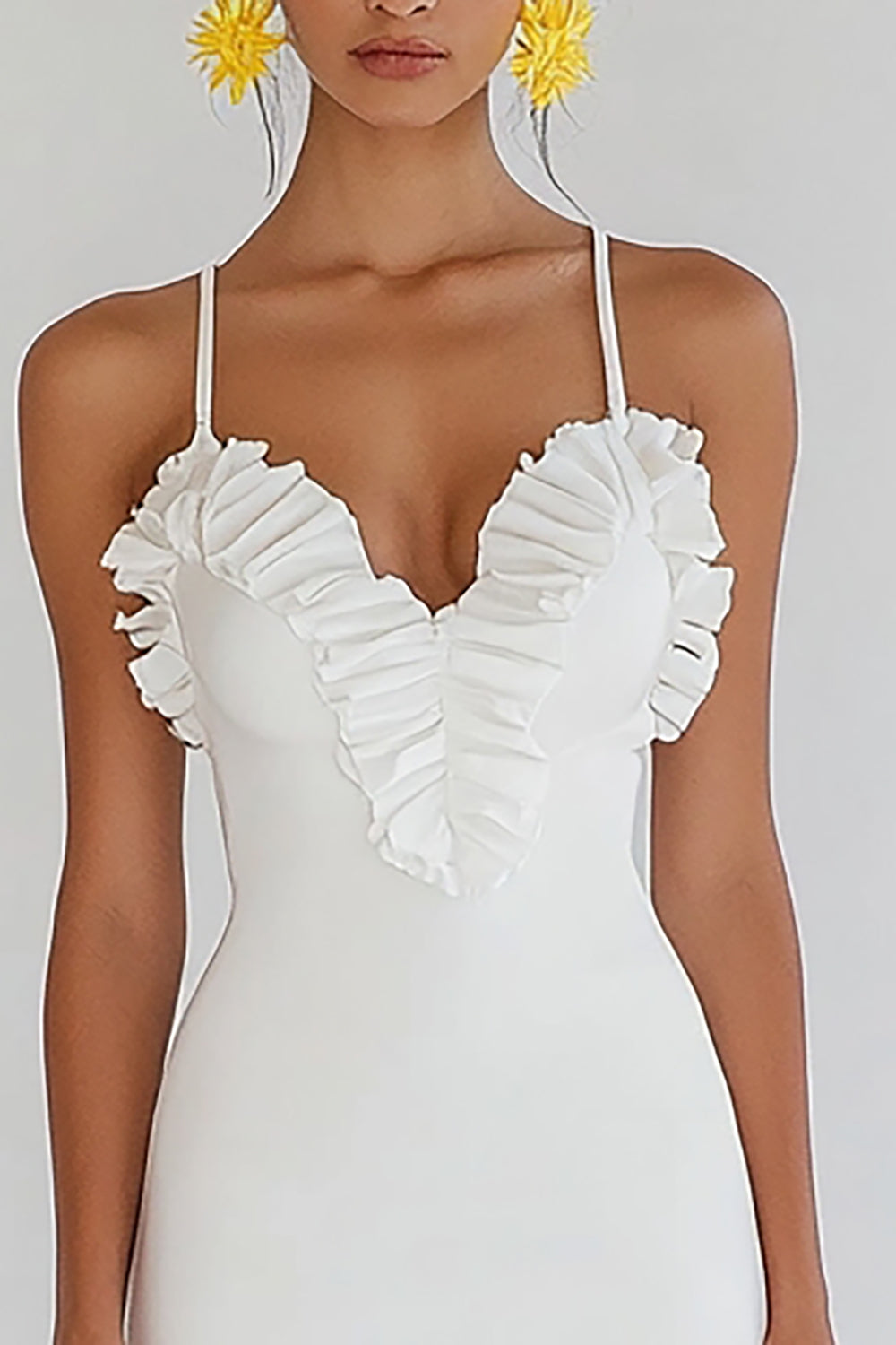 WEDTREND Women White Graduation Dress With Ruffles Bodycon Spaghetti Straps Simple Mini Grad Ceremony Dress WEDTREND Women White Graduation Dress With Ruffles Bodycon Spaghetti Straps Simple Mini Grad Ceremony Dress