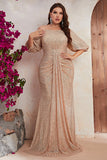 Off The Shoulder Black Plus Size Mermaid Sequins Long Mother Of The Bride Dress