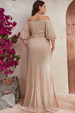 Off The Shoulder Black Plus Size Mermaid Sequins Long Mother Of The Bride Dress
