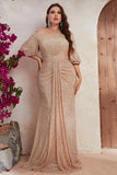 Off The Shoulder Black Plus Size Mermaid Sequins Long Mother Of The Bride Dress