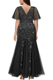 Sequins Sheath Plus Size Black Mother Of The Bride Dress
