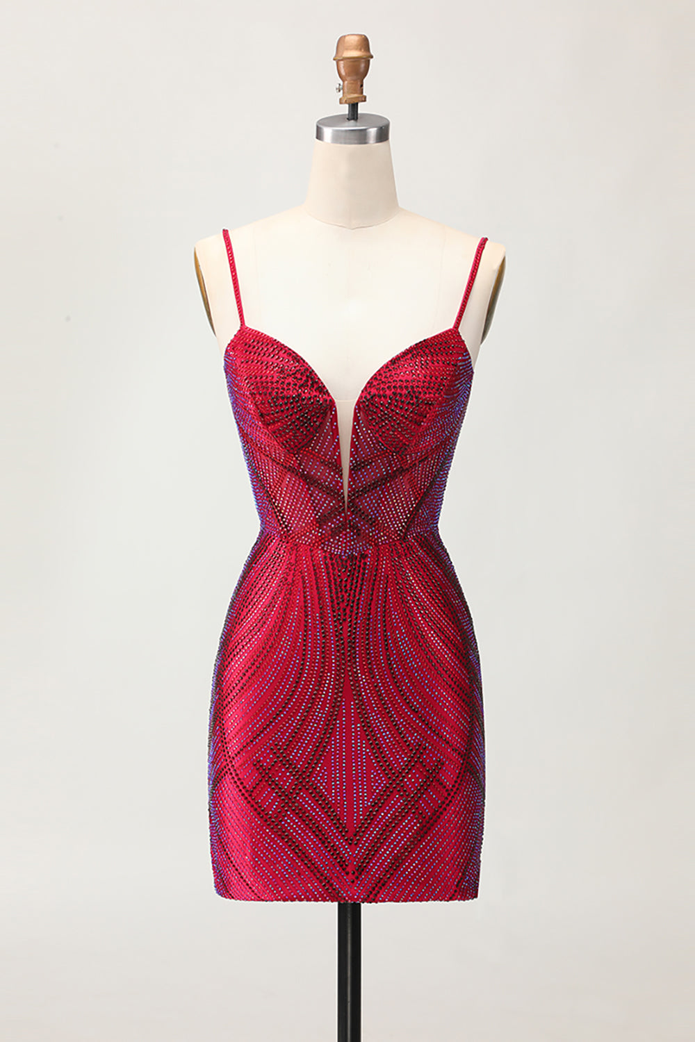WEDTREND Women Burgundy Bodycon Homecoming Dress with Beading Short Spaghetti Straps Cocktail Dress WEDTREND Women Burgundy Bodycon Homecoming Dress with Beading Short Spaghetti Straps Cocktail Dress