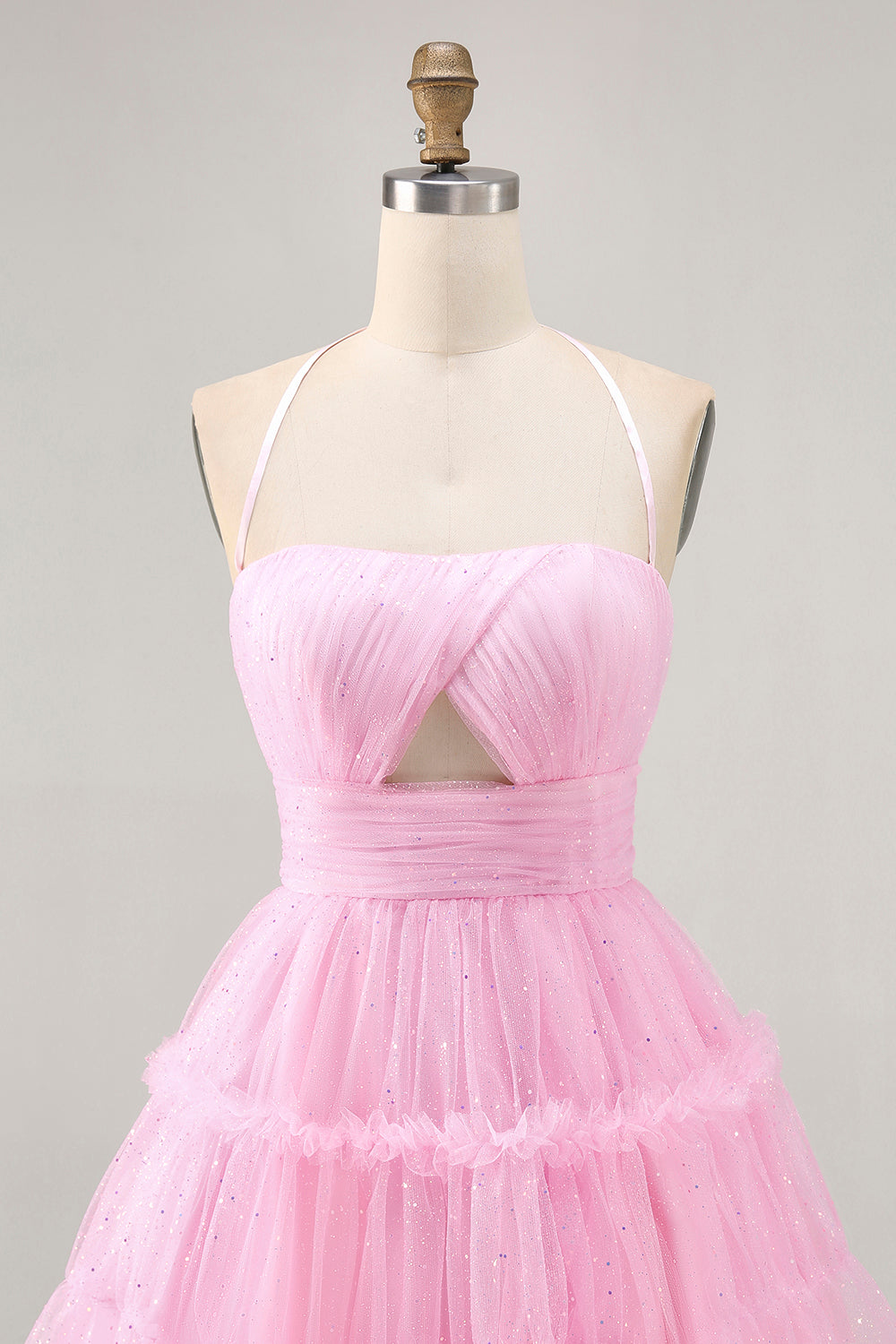 WEDTREND Women Pink Short Homecoming Dress Halter A Line Cut Out Ruched Cocktail Party Dress WEDTREND Women Pink Short Homecoming Dress Halter A Line Cut Out Ruched Cocktail Party Dress