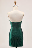 Sparkly Dark Green Bodycon Strapless Homecoming Dress with Slit