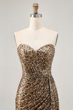 Glitter Khaki Leopard Sequins Corset Bodycon Short Homecoming Dress