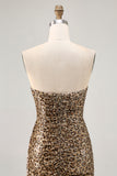 Glitter Khaki Leopard Sequins Corset Bodycon Short Homecoming Dress