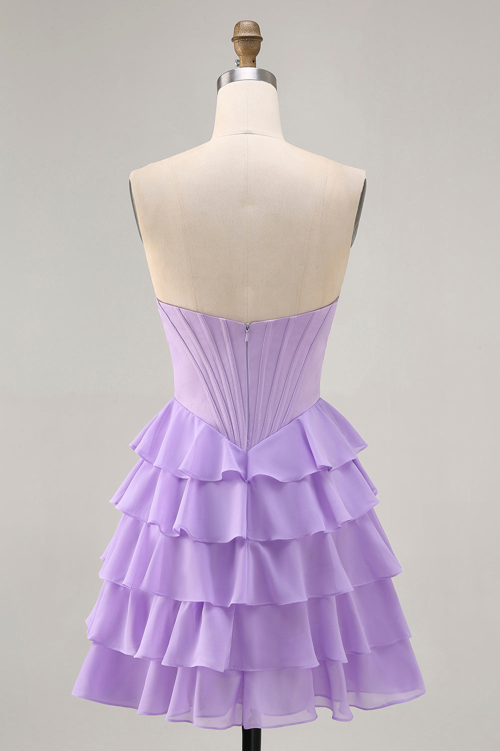 WEDTREND Women Cute Tiered Purple Homecoming Dress Beaded A-Line Strapless Corset Short Cocktail Dress WEDTREND Women Cute Tiered Purple Homecoming Dress Beaded A-Line Strapless Corset Short Cocktail Dress