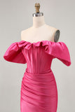 Fuchsia Off The Shoulder Bodycon Short Homecoming Dress