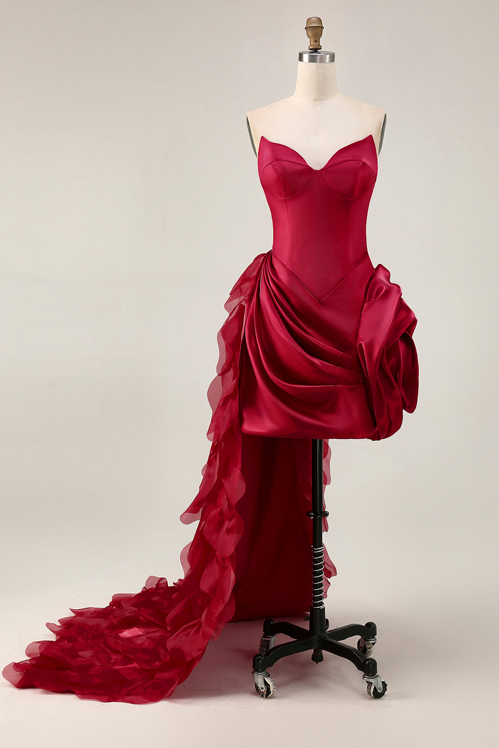 WEDTREND Women Burgundy Homecoming Dress with Ruffles Strapless Tight Short Cocktail Dress with 3D Flower WEDTREND Women Burgundy Homecoming Dress with Ruffles Strapless Tight Short Cocktail Dress with 3D Flower