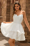 Strapless Satin White A-line Corset Mini Dress