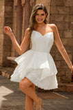 Strapless Satin White A-line Corset Mini Dress