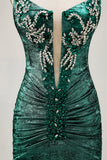 Strapless Grey Green Bodycon Ruched Short Homecoming Dress with Beading