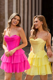 A Line Sweetheart Corset Tiered Short Homecoming Dress