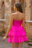 A Line Sweetheart Corset Tiered Short Homecoming Dress