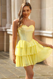 A Line Sweetheart Corset Tiered Short Homecoming Dress