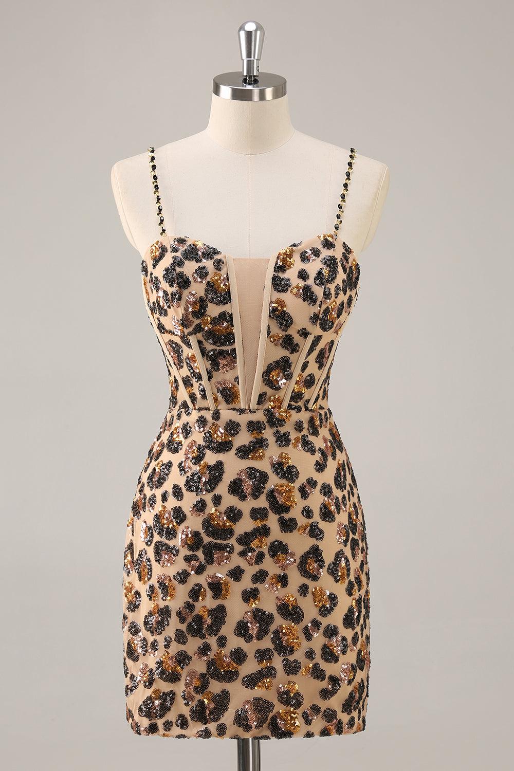 WEDTREND Women Khaki Leopard Homecoming Dress Corset Sequins Spaghetti Straps Bodycon Cocktail Dress WEDTREND Women Khaki Leopard Homecoming Dress Corset Sequins Spaghetti Straps Bodycon Cocktail Dress