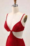 Sparkly Red Bodycon Cut Out Short Homecoming Dress with Beading