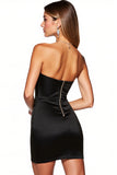 Strapless Simple Bodycon Black Mini Cocktail Dress