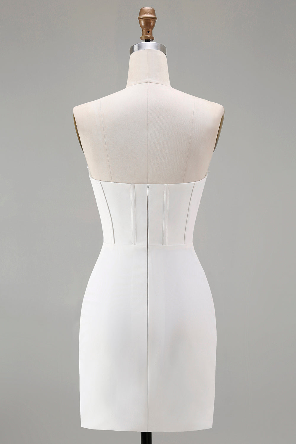 WEDTREND Women White Strapless Homecoming Dress with Beading Corset Bodycon Mini Cocktail Dress WEDTREND Women White Strapless Homecoming Dress with Beading Corset Bodycon Mini Cocktail Dress