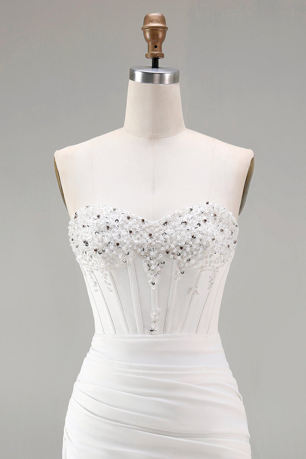 WEDTREND Women White Strapless Homecoming Dress with Beading Corset Bodycon Mini Cocktail Dress WEDTREND Women White Strapless Homecoming Dress with Beading Corset Bodycon Mini Cocktail Dress