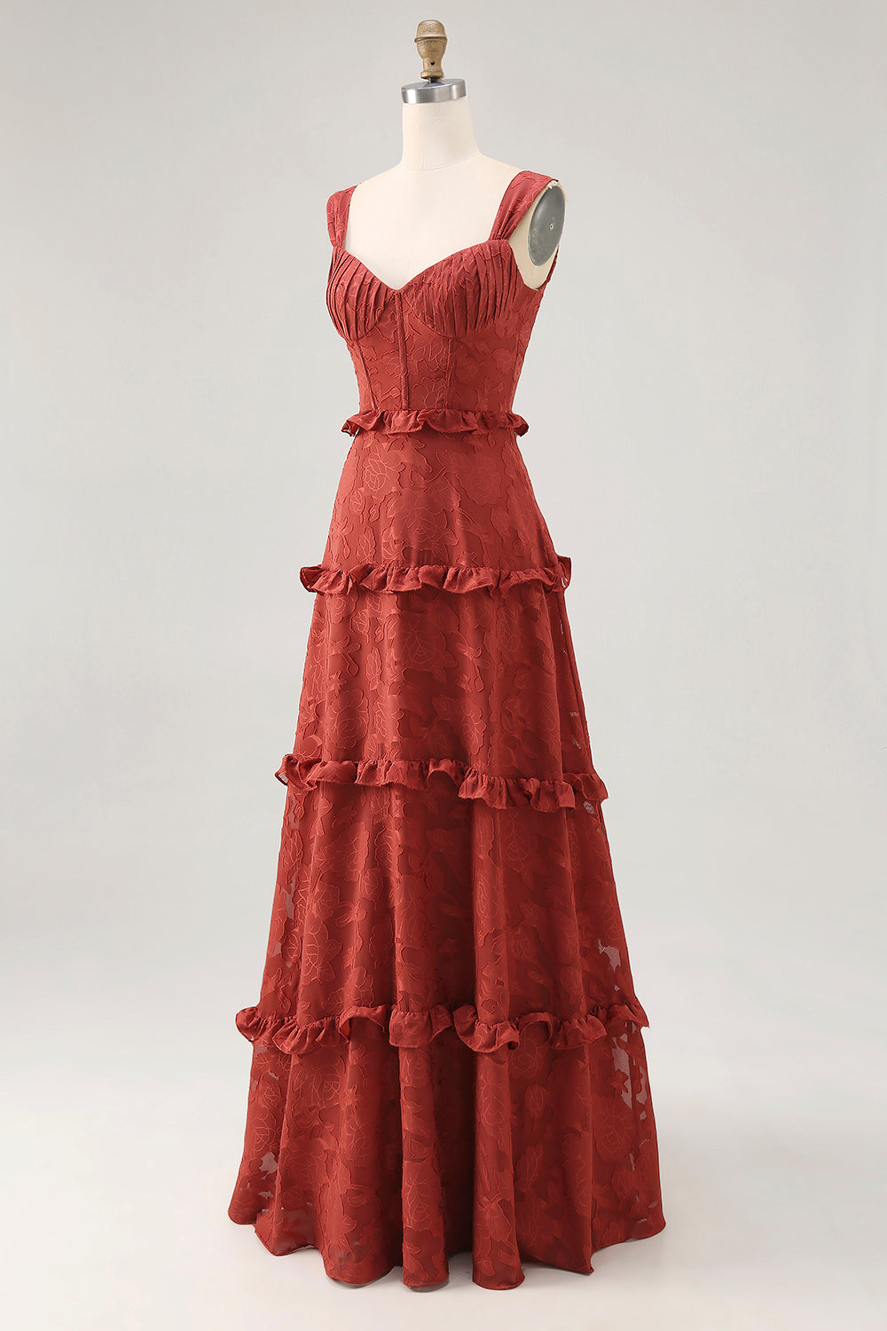 Wedtrend Women Terracotta Maxi Bridesmaid Dress with Lace Up Back A-line Ruffled Wedding Guest Dress WEDTREND Wedtrend Women Terracotta Maxi Bridesmaid Dress with Lace Up Back A-line Ruffled Wedding Guest Dress WEDTREND