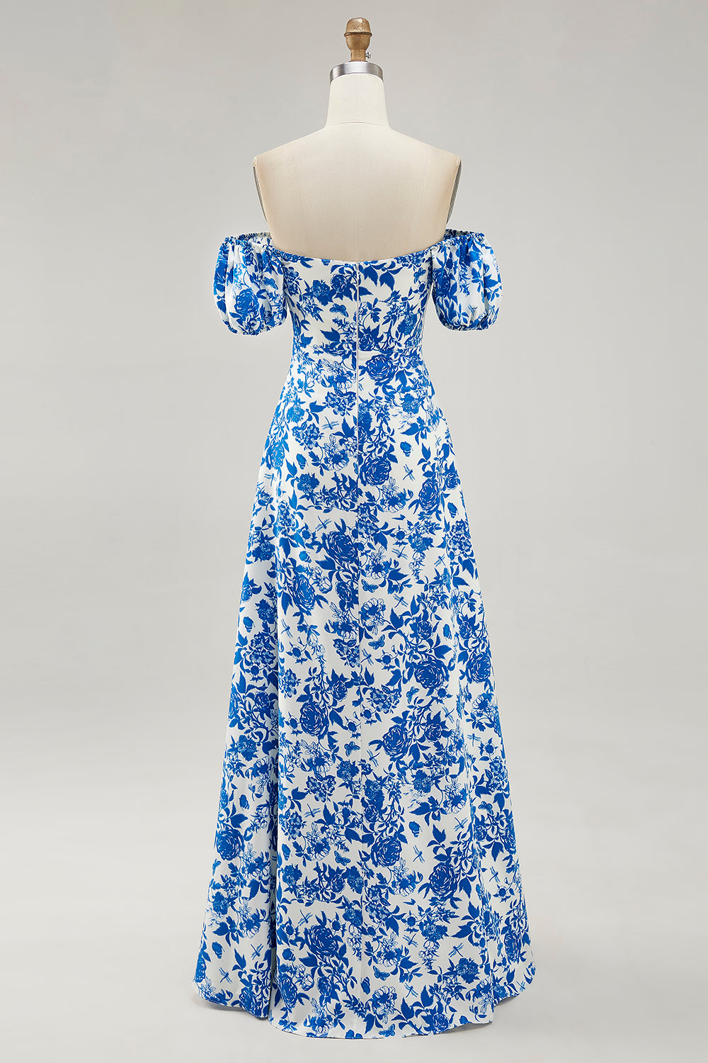 Wedtrend Women Blue Flower Bridesmaid Dress with Short Sleeves A-line Off The Shoulder Convertible Long Wedding Guest Dress with Slit WEDTREND Wedtrend Women Blue Flower Bridesmaid Dress with Short Sleeves A-line Off The Shoulder Convertible Long Wedding Guest Dress with Slit WEDTREND