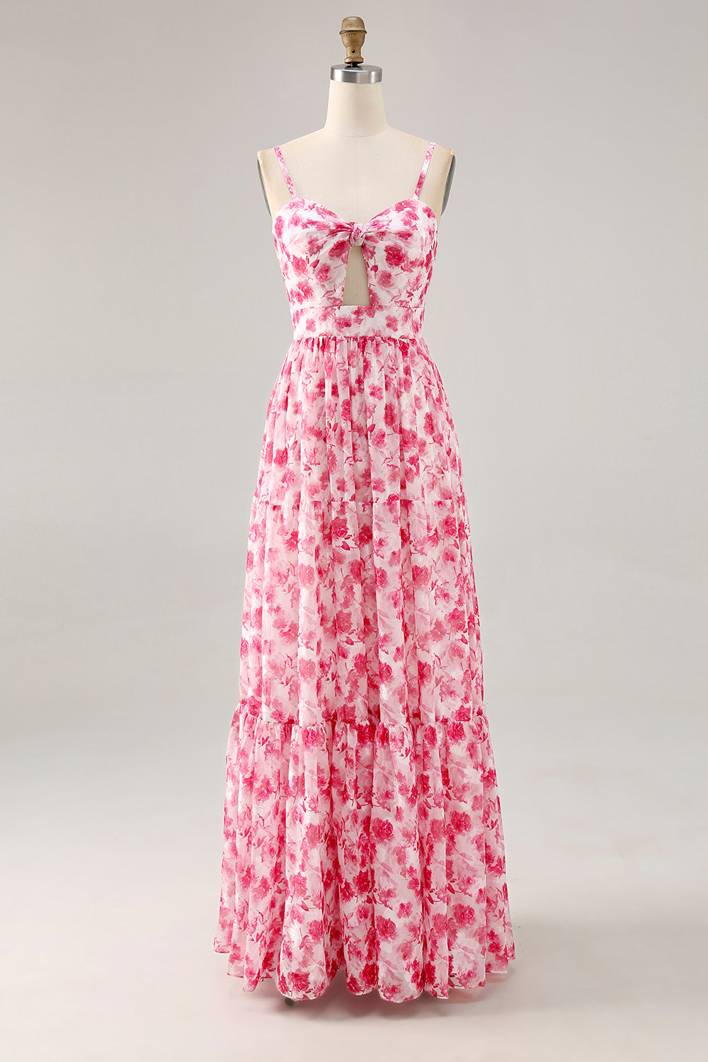 pink and white chiffon dress Pink Chiffon Maxi Dress - A-Line Bridesmaid & Wedding