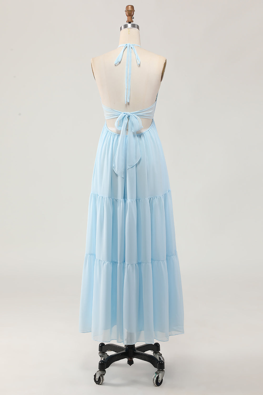 WEDTREND Women Sky Blue Wedding Guest Dress with Lace Up Back A Line Halter Long Bridesmaid Dress WEDTREND Women Sky Blue Wedding Guest Dress with Lace Up Back A Line Halter Long Bridesmaid Dress