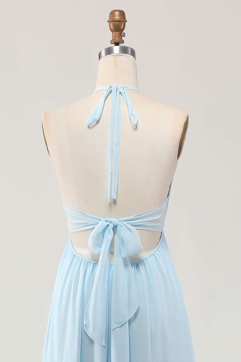 WEDTREND Women Sky Blue Wedding Guest Dress with Lace Up Back A Line Halter Long Bridesmaid Dress WEDTREND Women Sky Blue Wedding Guest Dress with Lace Up Back A Line Halter Long Bridesmaid Dress