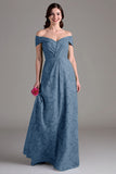 Eucalyptus A Line Off The Shoulder Ruched Maxi Dress
