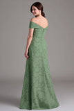 Eucalyptus A Line Off The Shoulder Ruched Maxi Dress